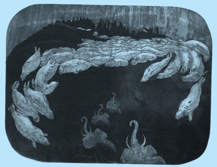 The sea elephant confronting...